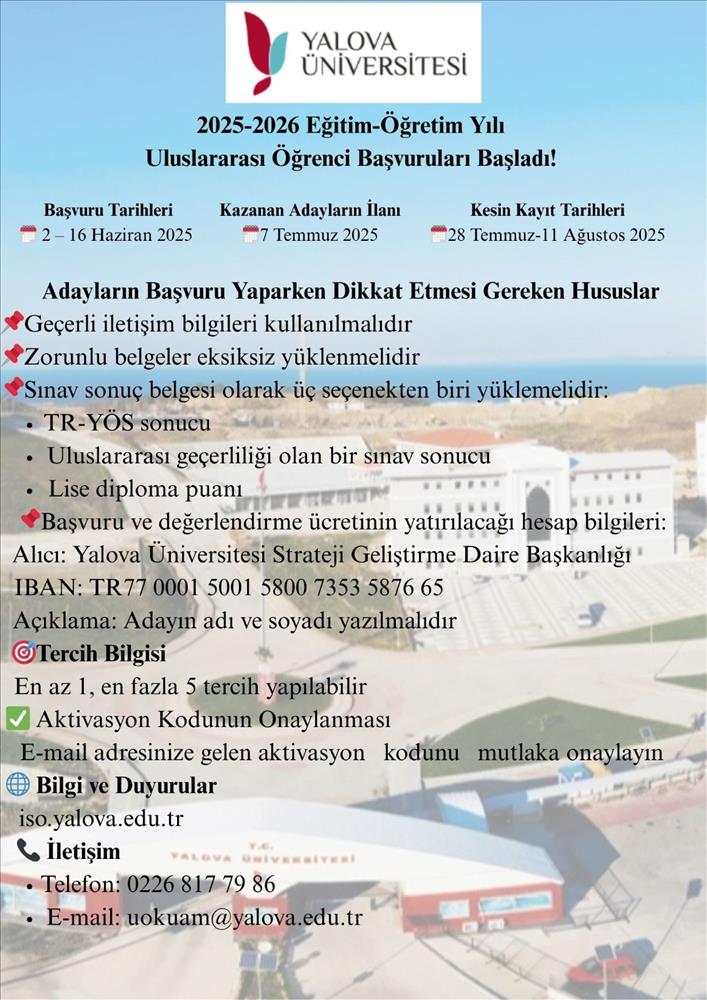 2-16 Haziran Uluslararası Öğrenci Başvuruları Başladı!