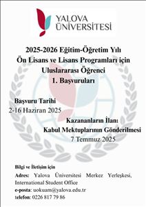 2025-2026 Eğitim-Öğretim Yılı Ön Lisans ve Lisans Programları için Uluslararası Öğrenci 1. Başvuruları
